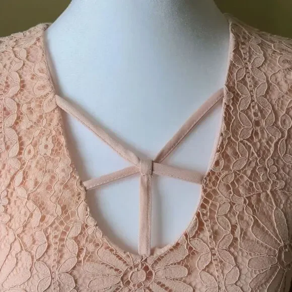 Altar'd State Small Pink Lace Dress with Fringe and Back Detail, NEW - Picture 7 of 12